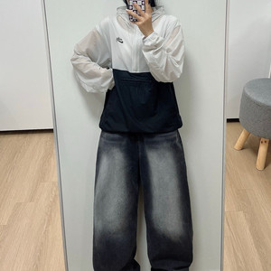 나이키 SB 경량 블랙 화이트 후드 아노락 자켓