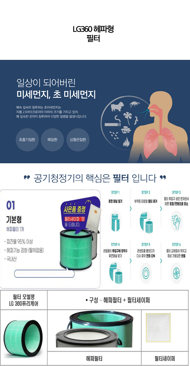 LG360 퓨리케어 호환용 헤파필터--2