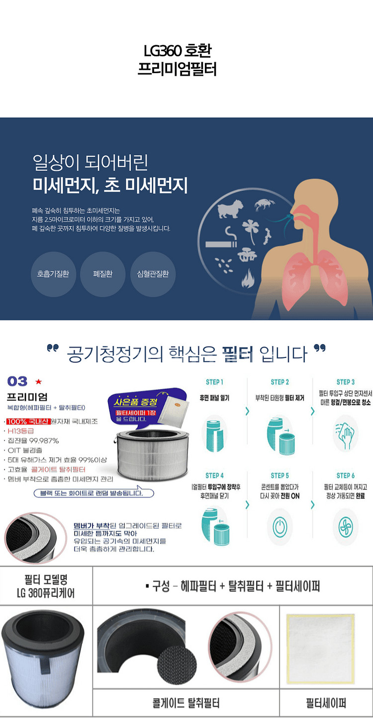 LG360 퓨리케어 호환용 프리미엄형필터--2