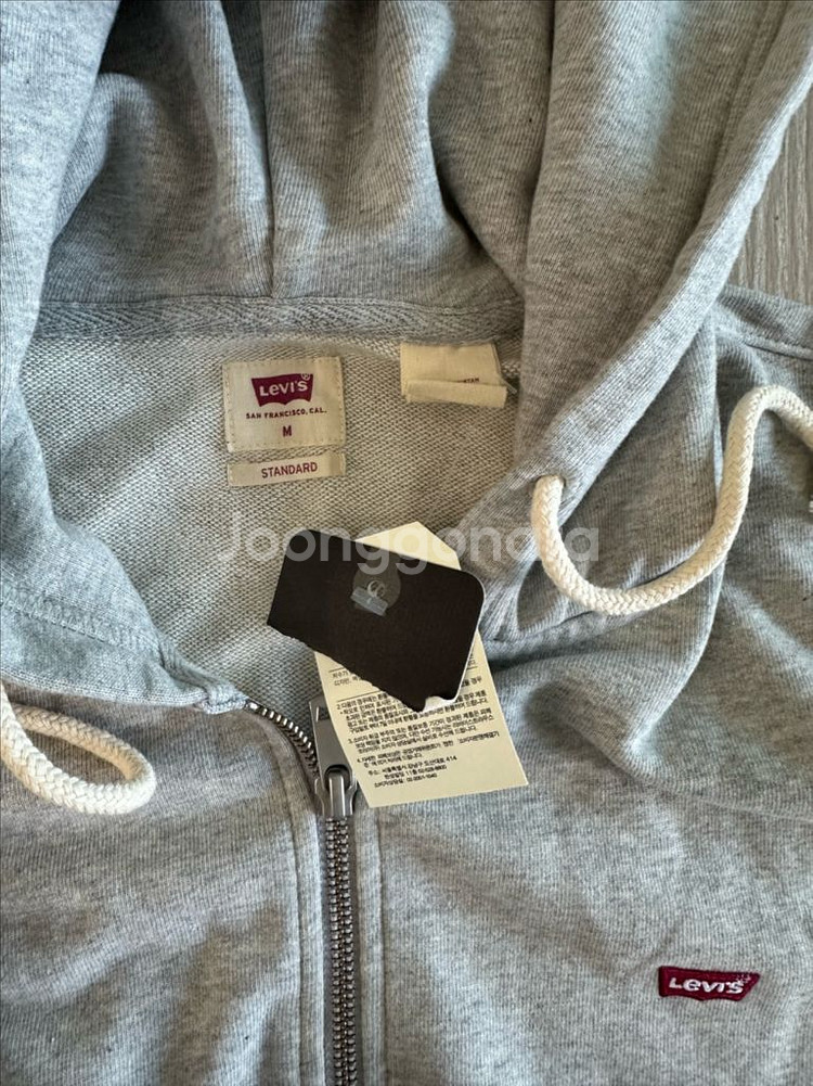 [Levis] 남녀공용 스몰로고 기모 후드집업 (M)--3