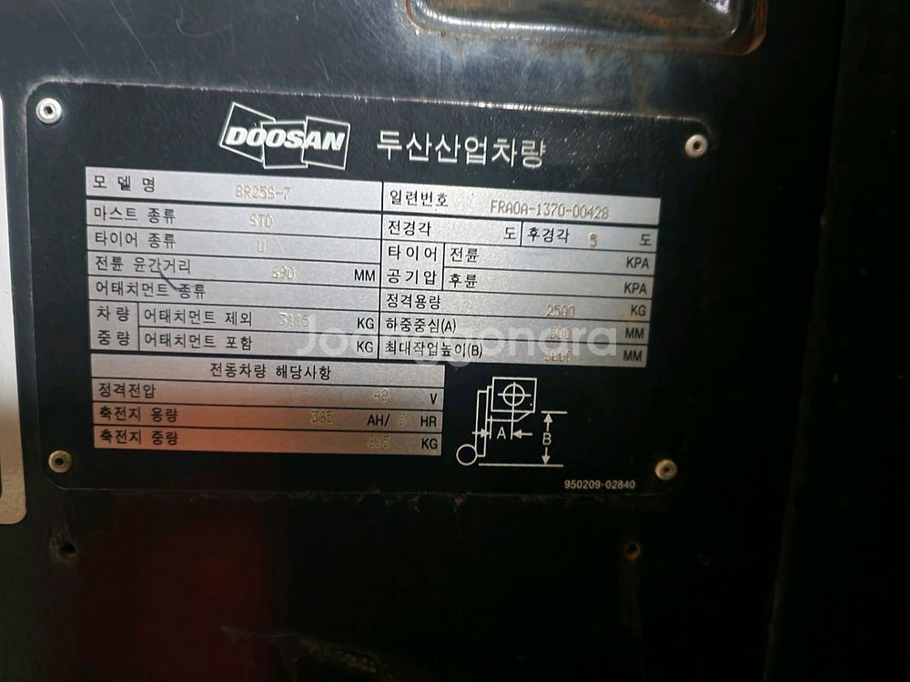 두산 2.5톤 입승식 전동지게차--2