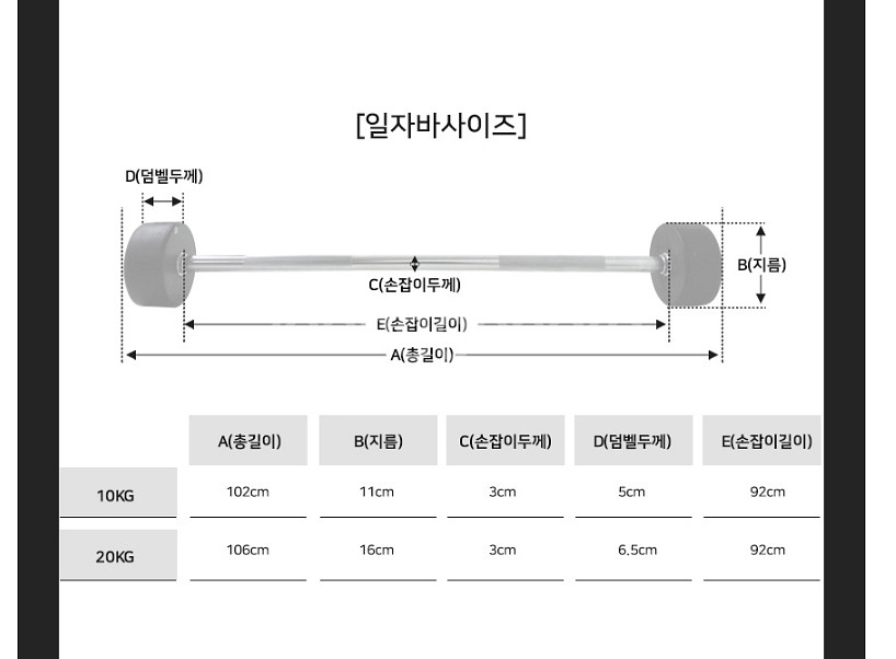 10키로 일자형 역기바 10키로 컬 지그재그역기바--4