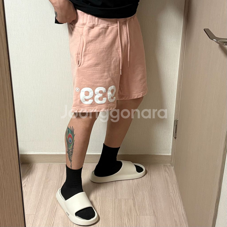 정품 아카이브 볼드 939 핑크 스웻팬츠 버뮤다 반바지--1