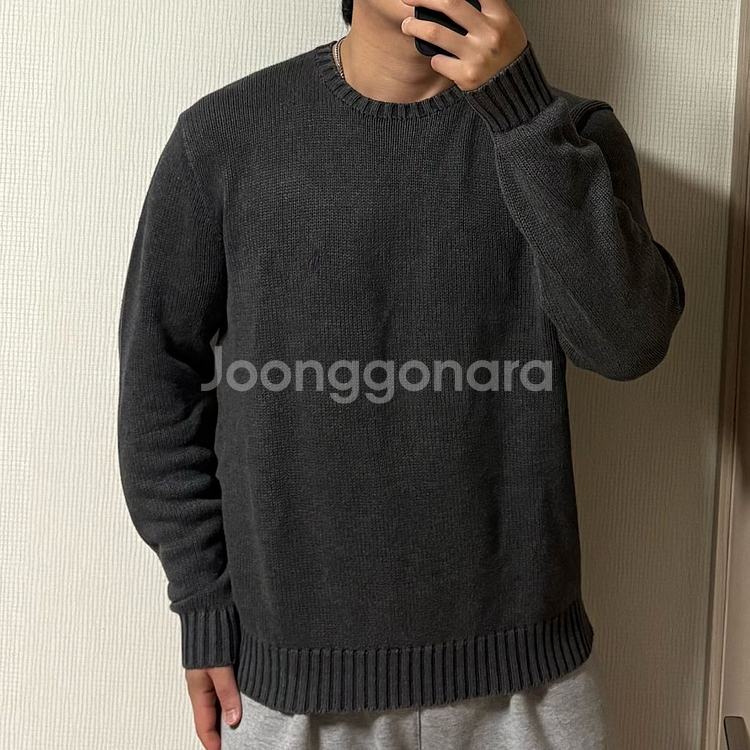 정품 폴로 랄프로렌 차콜 니트 코튼 스웨터--0