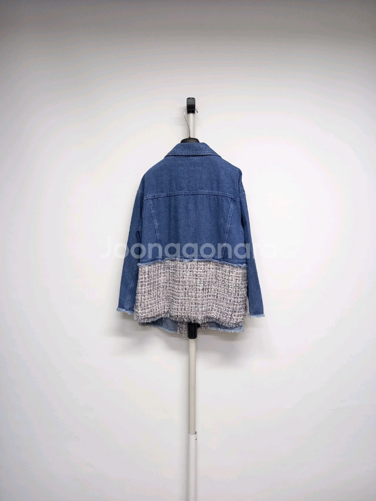 자라 춘추 데님 트위드배색 루즈박시핏 자켓 XS 44---1