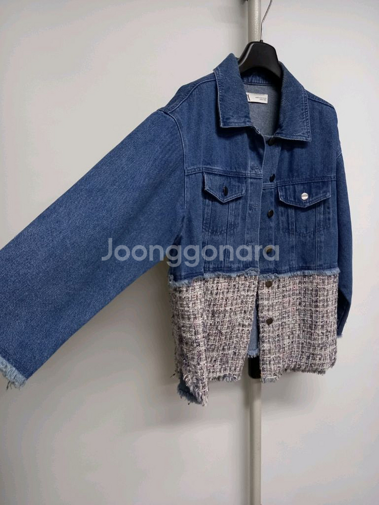 자라 춘추 데님 트위드배색 루즈박시핏 자켓 XS 44---2