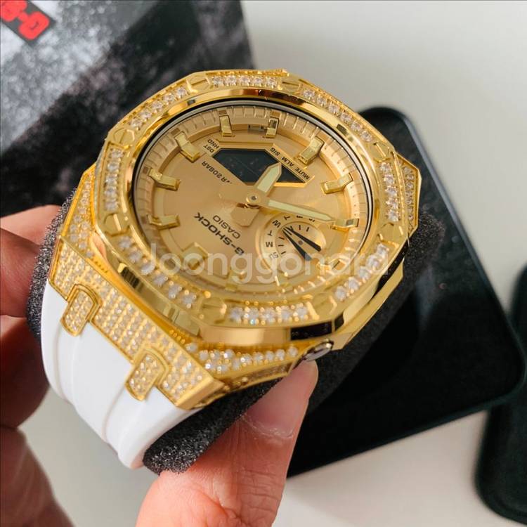 지샥 GA-2100 골드 지르코니아 세팅 시계 커스텀--2