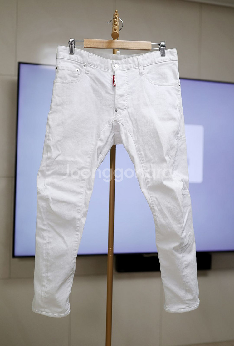 디스퀘어드2 화이트 진 "Tidy Biker Jean"--0