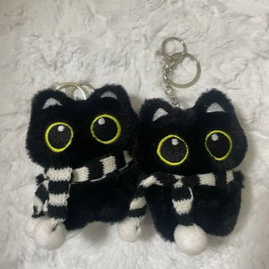 검은 고양이 인형 키링