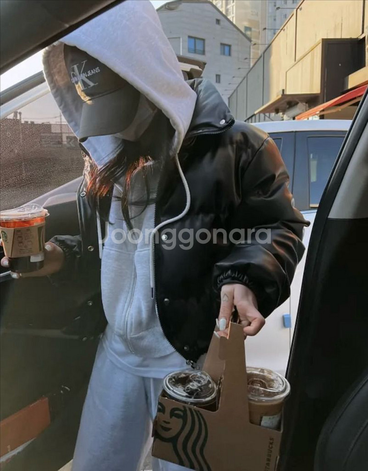 가죽 크롭 숏패딩--3