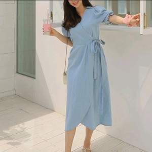 새상품) 여름 반팔 데님 원피스 / 데님 랩 원피스