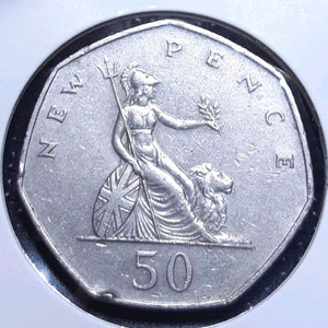 영국 1976년 50뉴펜스.외국주화 주화 화폐 동전