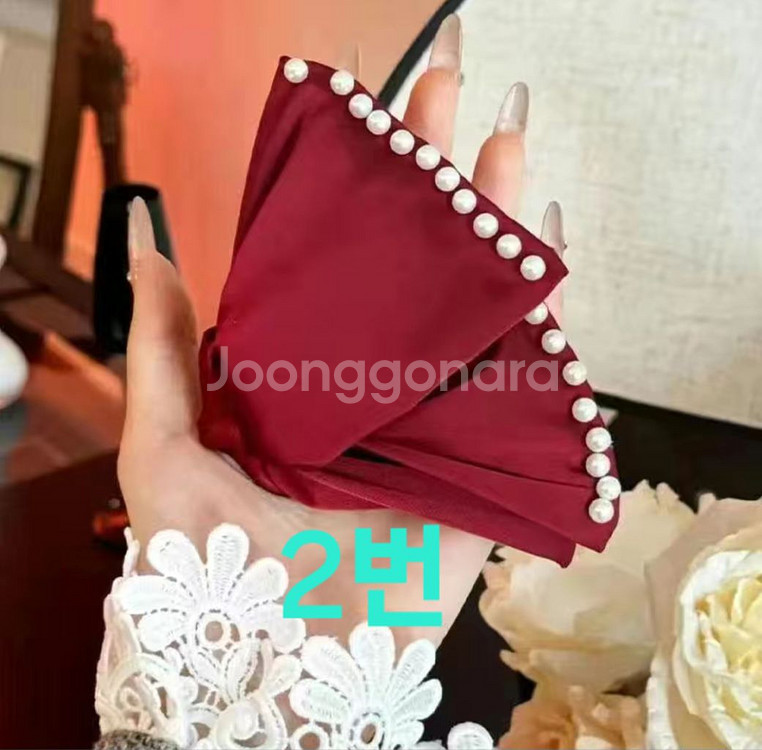 진주 리본 집게핀(새상품)--2