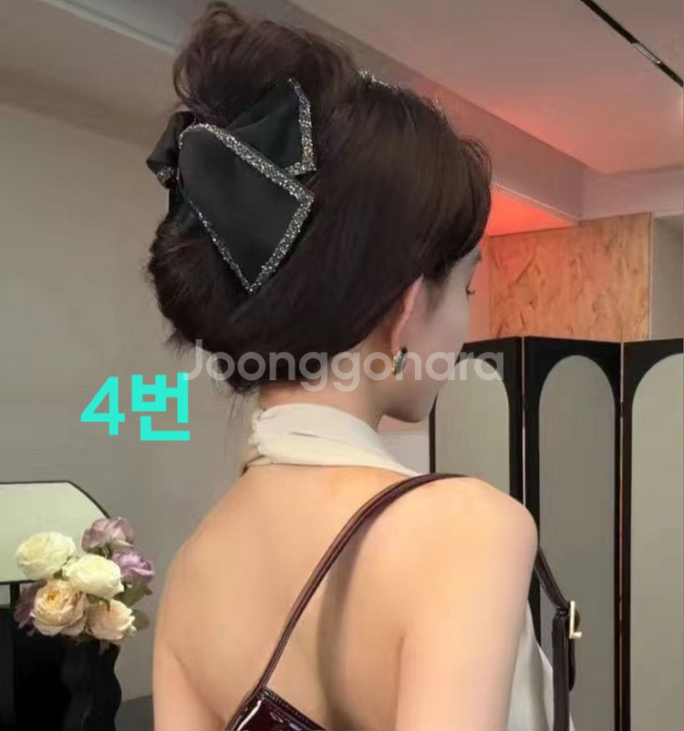 진주 리본 집게핀(새상품)--4