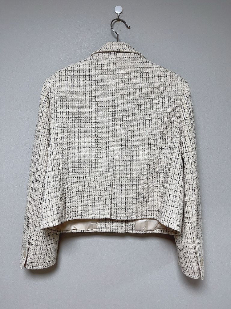 (F) 모멘텀 체크 트위드 자켓 두번 착용--5