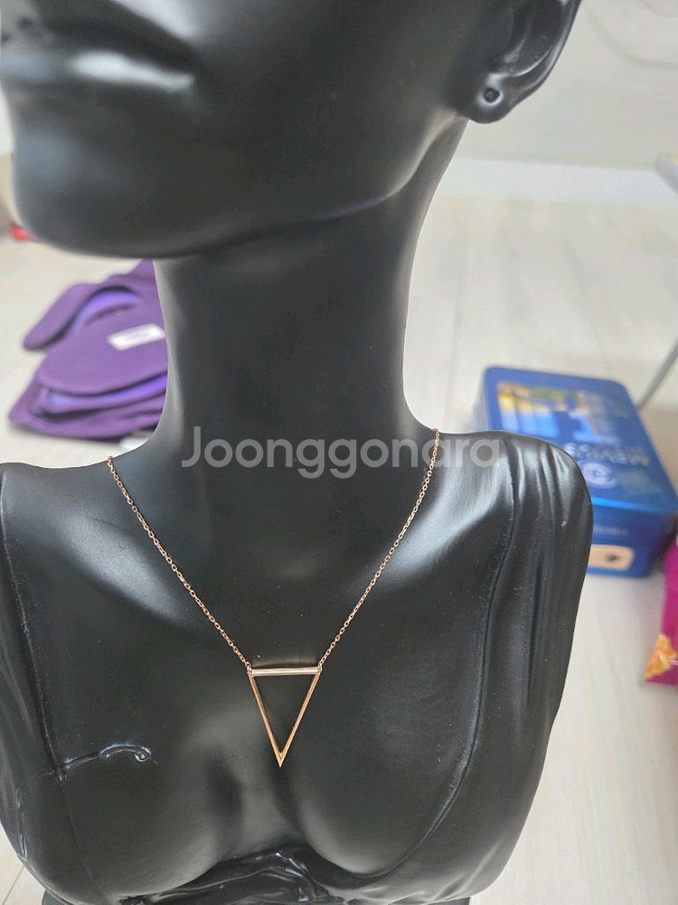 14k로즈골드 삼각목걸이--0