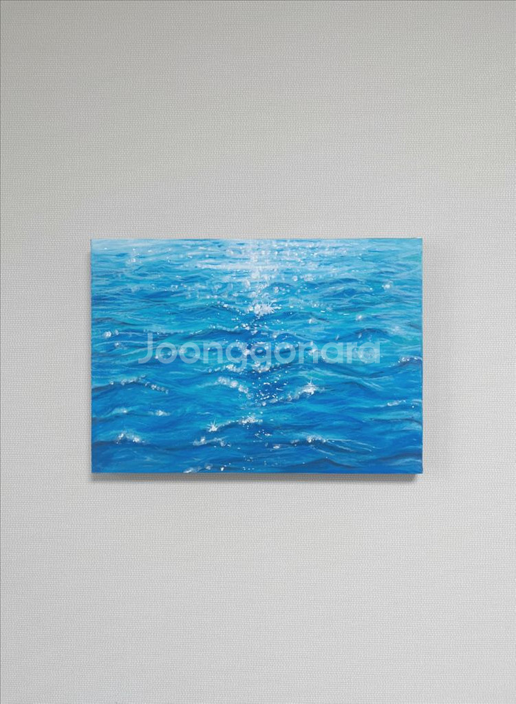 바다 윤슬 그림 액자 a4--0