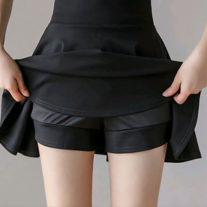 밴딩 플레어 일체형 속바지 미니 스커트 블랙 F