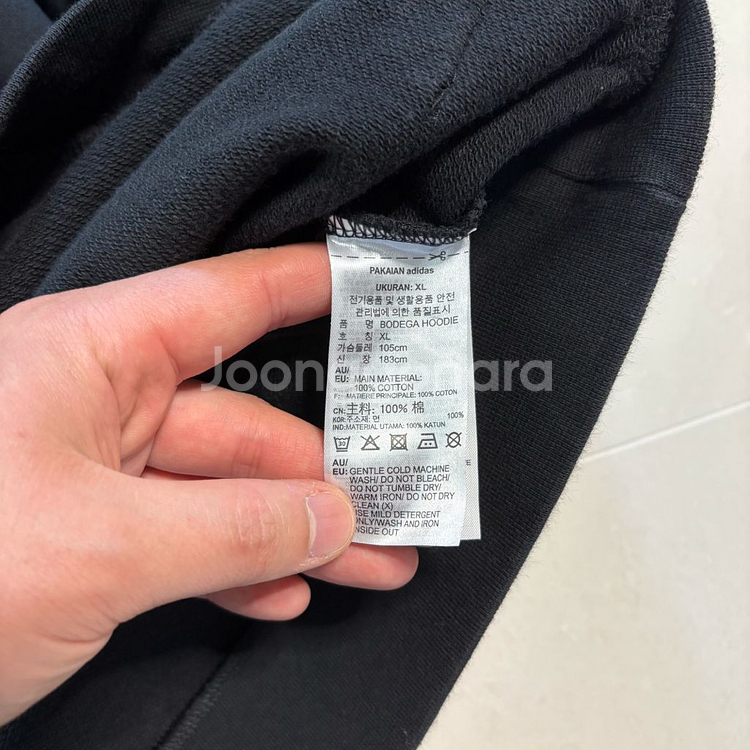 정품 아디다스 블랙 프린팅 후드티--8