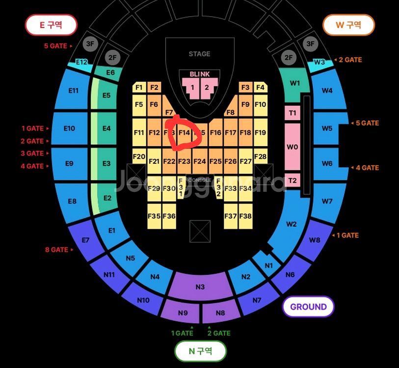블랙핑크 콘서트 티켓 7월5일, F14,14열--0
