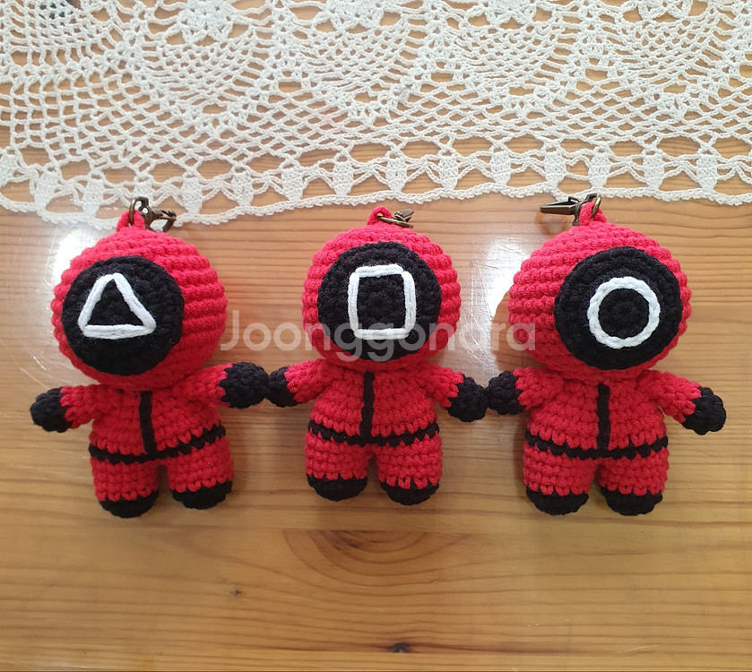오징어게임 Handmade 손뜨개 인형 키링 세트--0
