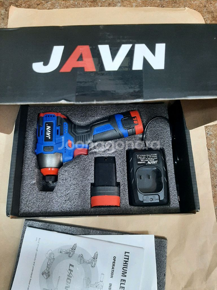 JAVN 무선충전 전동 스쿠루 드라이버 배터리 2개--0
