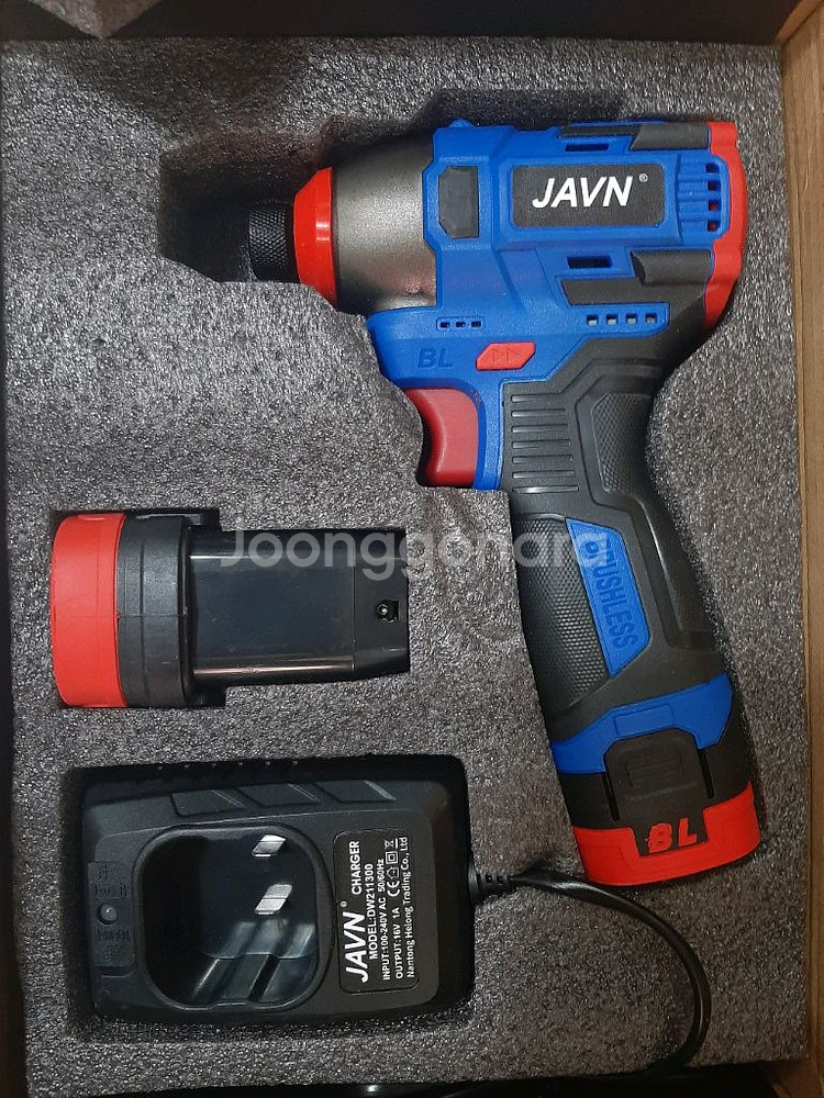 JAVN 무선충전 전동 스쿠루 드라이버 배터리 2개--2