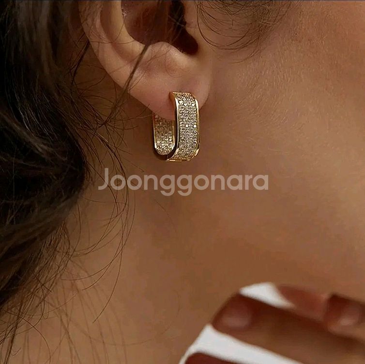 [새상품] 다이아 큐빅 원터치 귀걸이 #써지컬#은침#도--4
