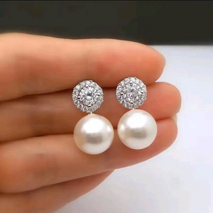 [새상품] 단아한 큐빅장식 진주귀걸이 #서지컬#은침#도