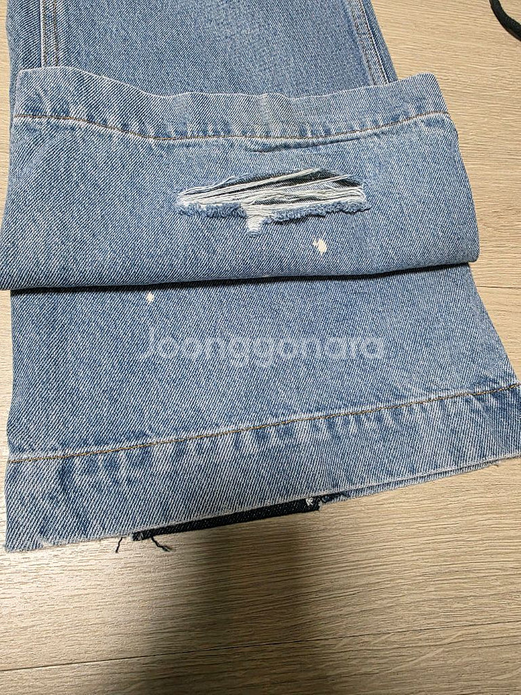 자라x아더에러 패치워크진 블루 38사이즈--1