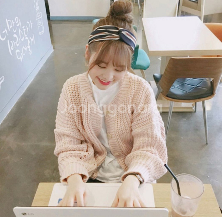 분홍 뜨개 가디건--0