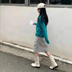하우유 나일론 스커트 그레이