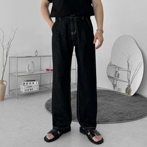 블랙 세미 원턱 와이드 데님 팬츠 (30)