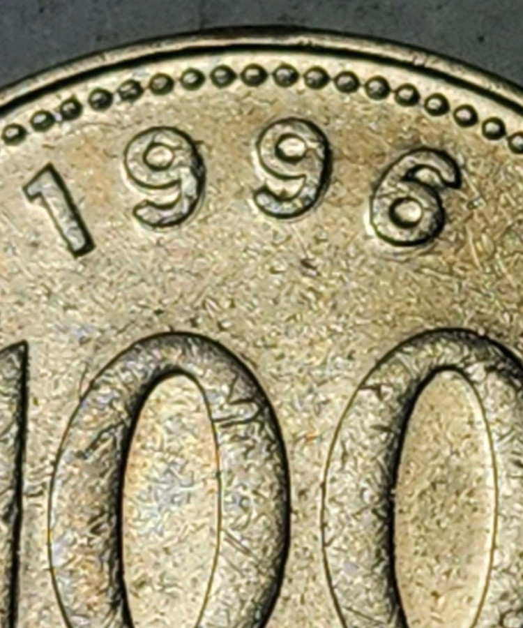 더블다이 에러 동전 한국은행 100원 주화 1996년 이미지