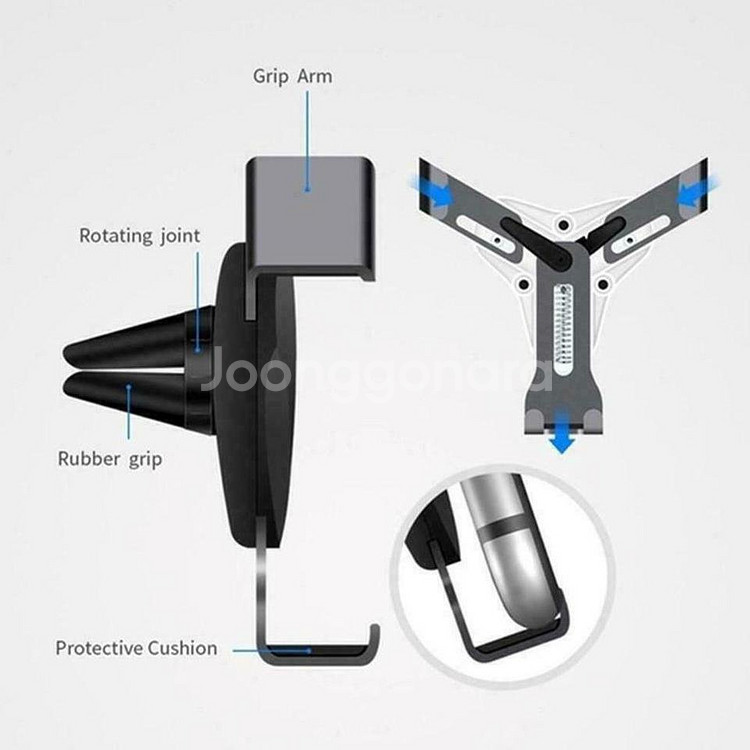 새 은색 차량용 메탈 송풍구 핸드폰 거치대 핸드폰고정--2