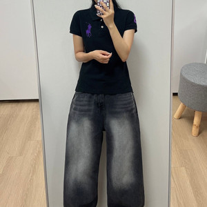 폴로 랄프로렌 퍼플 빅포니 블랙 카라 반팔 티셔츠
