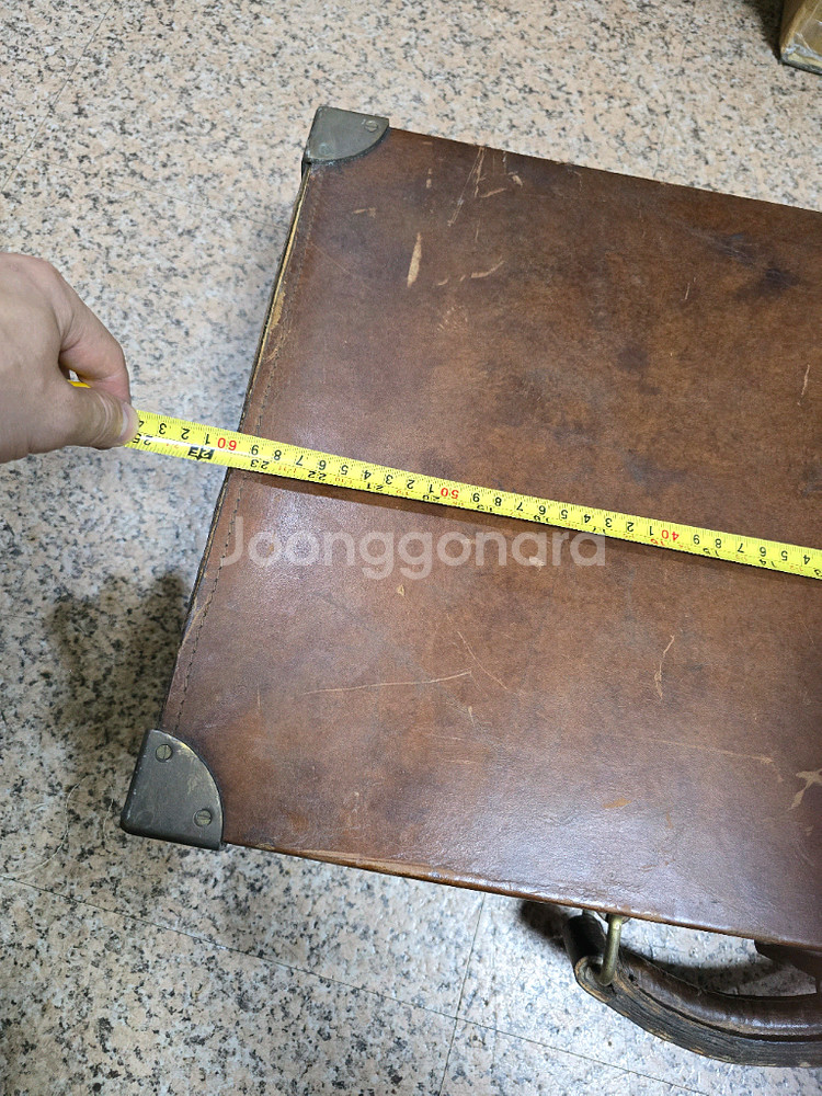 엔틱 빈티지 통가죽 원목 가방--0