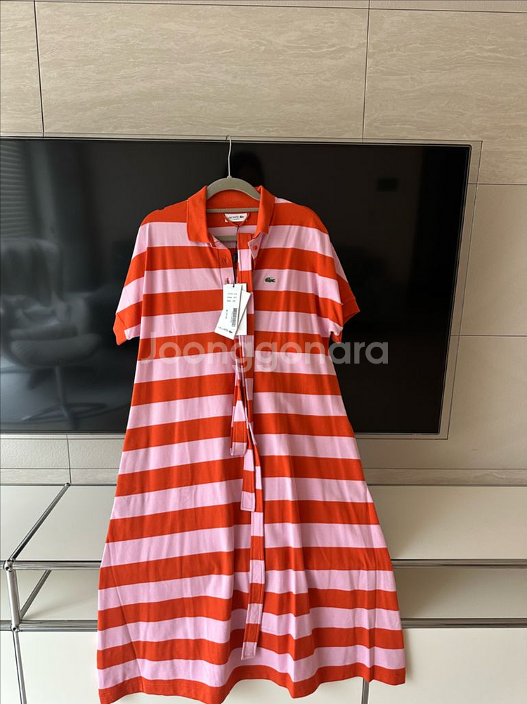 라코스테 여성 컬러 블록 패턴 폴로 드레스 새상품--2