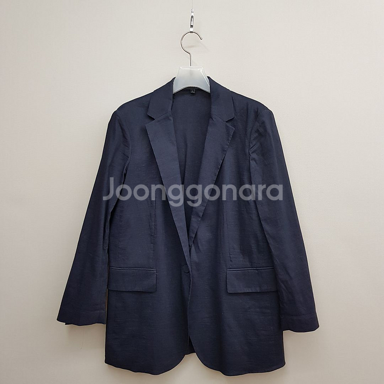 띠어리 2021 네이비 린넨 블렌드 테일러드 자켓 XS--1