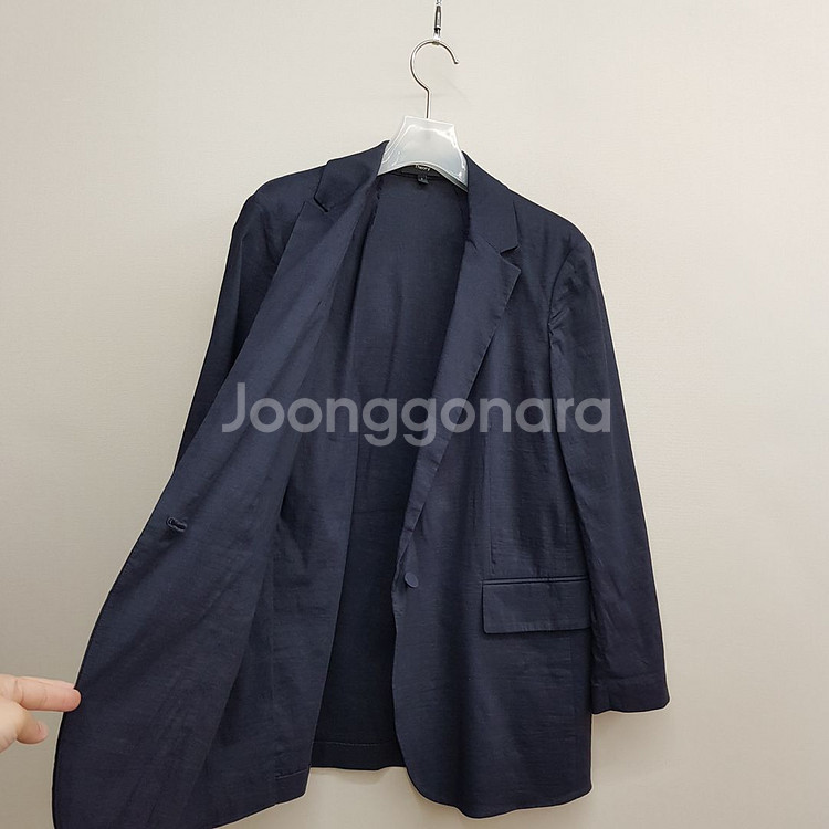 띠어리 2021 네이비 린넨 블렌드 테일러드 자켓 XS--5