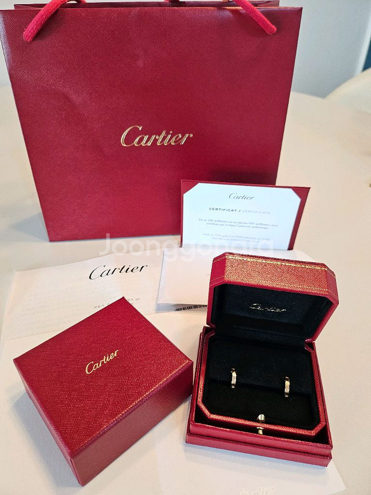 까르띠에 러브 후프 이어링 핑.골--0