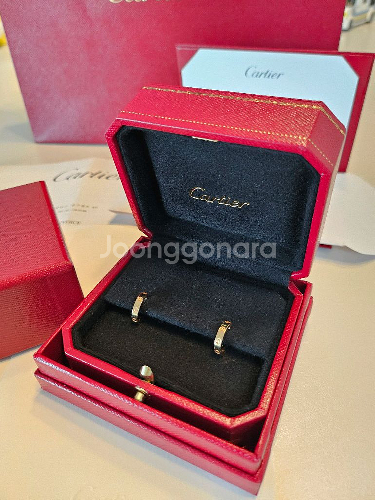 까르띠에 러브 후프 이어링 핑.골--1