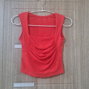 댄스복 스퀘어넥 나시 민소매 티셔츠 레드