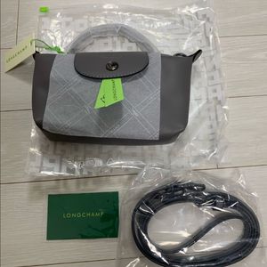 새상품 롱샴 르플리아쥬 미니 가죽 그레이