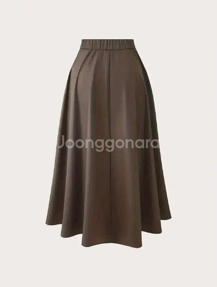 [새상품] 인조가죽 플레어 롱스커트--1