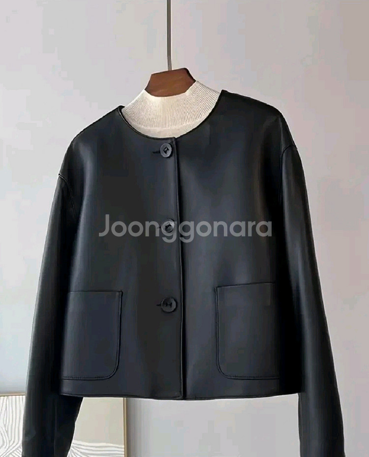 [새상품] 시크한 블랙 PU 가죽 자켓--0