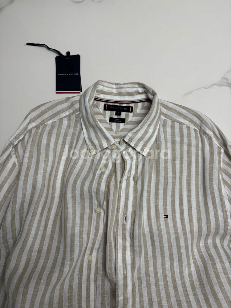 타미힐피거 tommy 스트라이프 긴팔 린넨 셔츠 XL--0