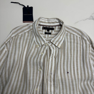 타미힐피거 tommy 스트라이프 긴팔 린넨 셔츠 XL