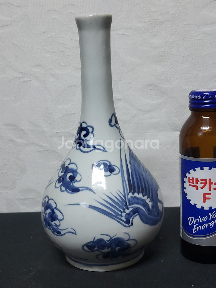 청화백자 운학문 주병--2
