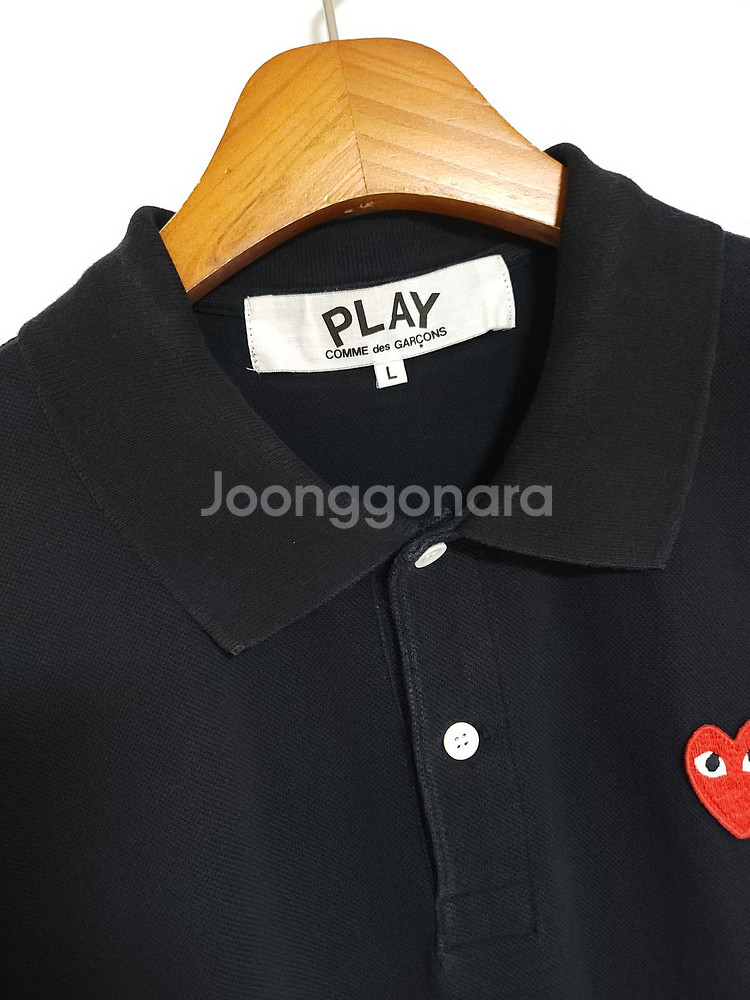 L 꼼데가르송 블랙 레드와펜 남성 반팔 카라티 AZ-T--4